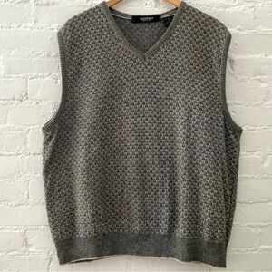 Mens Vintage Cotton Linen Blend Sweater Vest V-Neck Made In Italy Size XL Tan